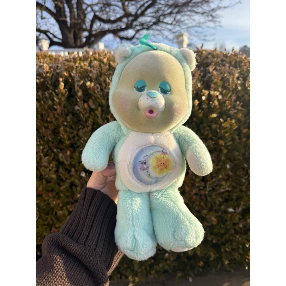 RARE Vintage Care Bear Cousin Cub Bedtime Bear 80’s Kenner Flocked Face